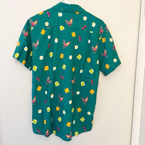 Tipsy Elves Green Button Shirt Chicken Waffles Eggs Sausage Medium Men’s Novelty - Picture 10 of 10